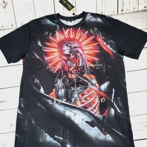 ♦️Affliction SKULL Print Black Label Series Foiled Graphic T♦️